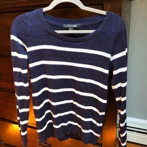 Forever 21 Navy and White Striped Sweater